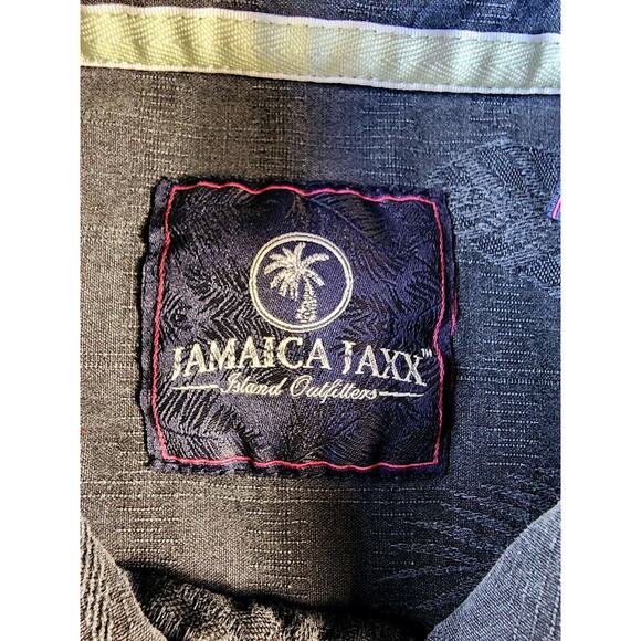 100% Silk Jacquard floral Hawaiian Button Up Shirt Pigment Dyed Black Sz Lrg - Picture 8 of 10